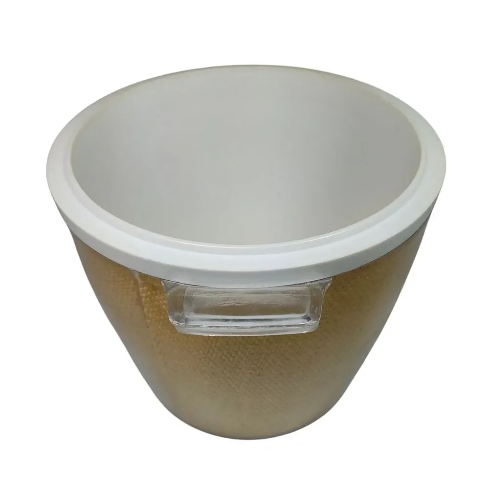 Vintage Mid Century Rafiaware Yellow Plastic Ice Bucket MCM 70's Burlap